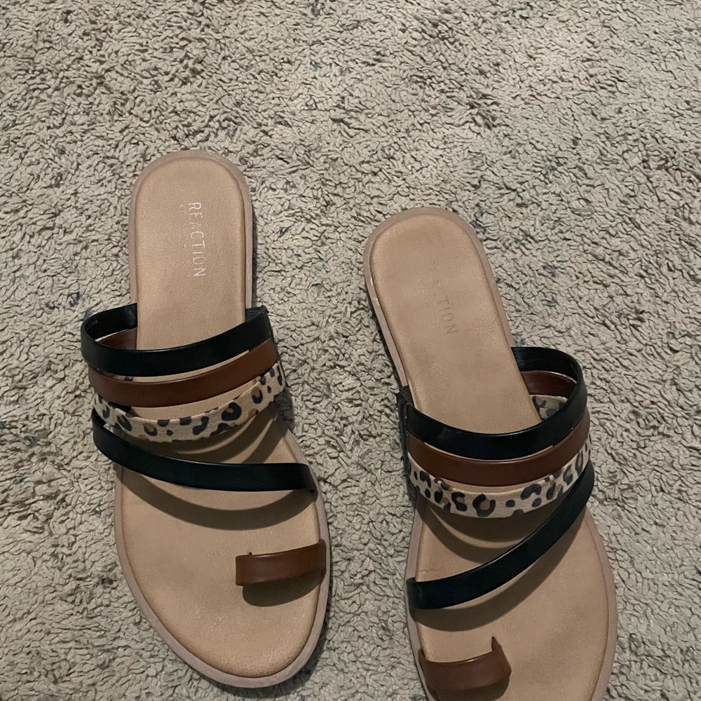 Women's Black and Brown Sandals